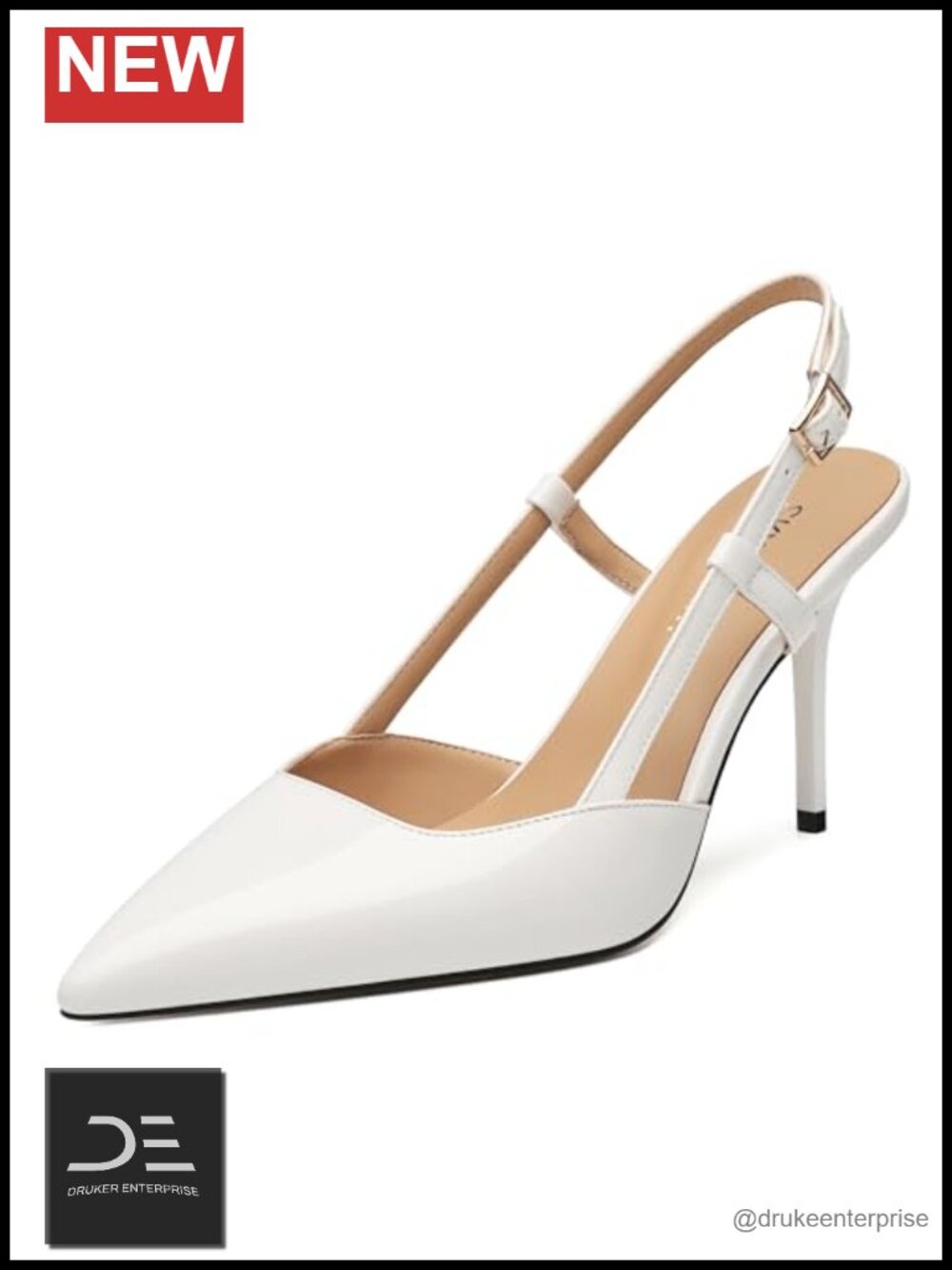 Closed Pointed Toe Slingback Stiletto Heels for Women, 3" High Heel Pumps with